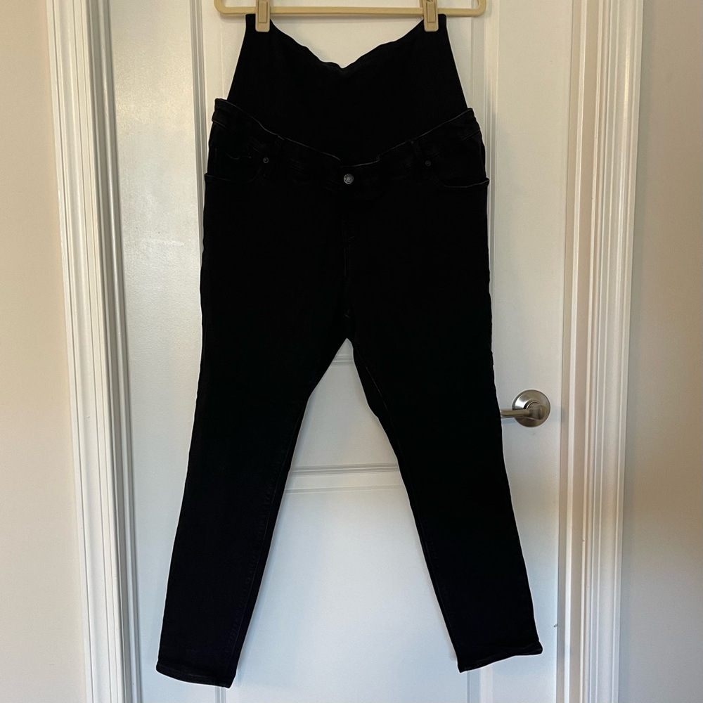 Women’s Black Maternity Skinny Jeans with Belly Panel, size 16